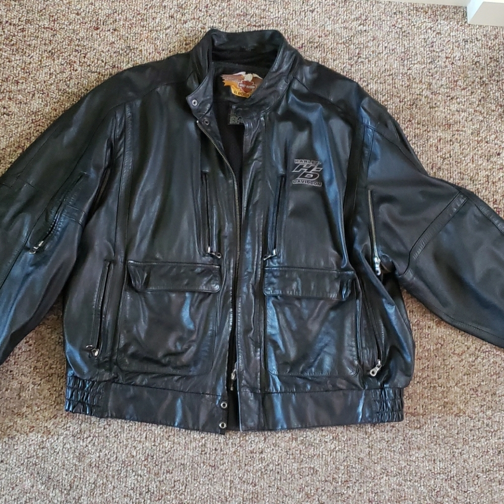 Harley davidson leather coat jacket